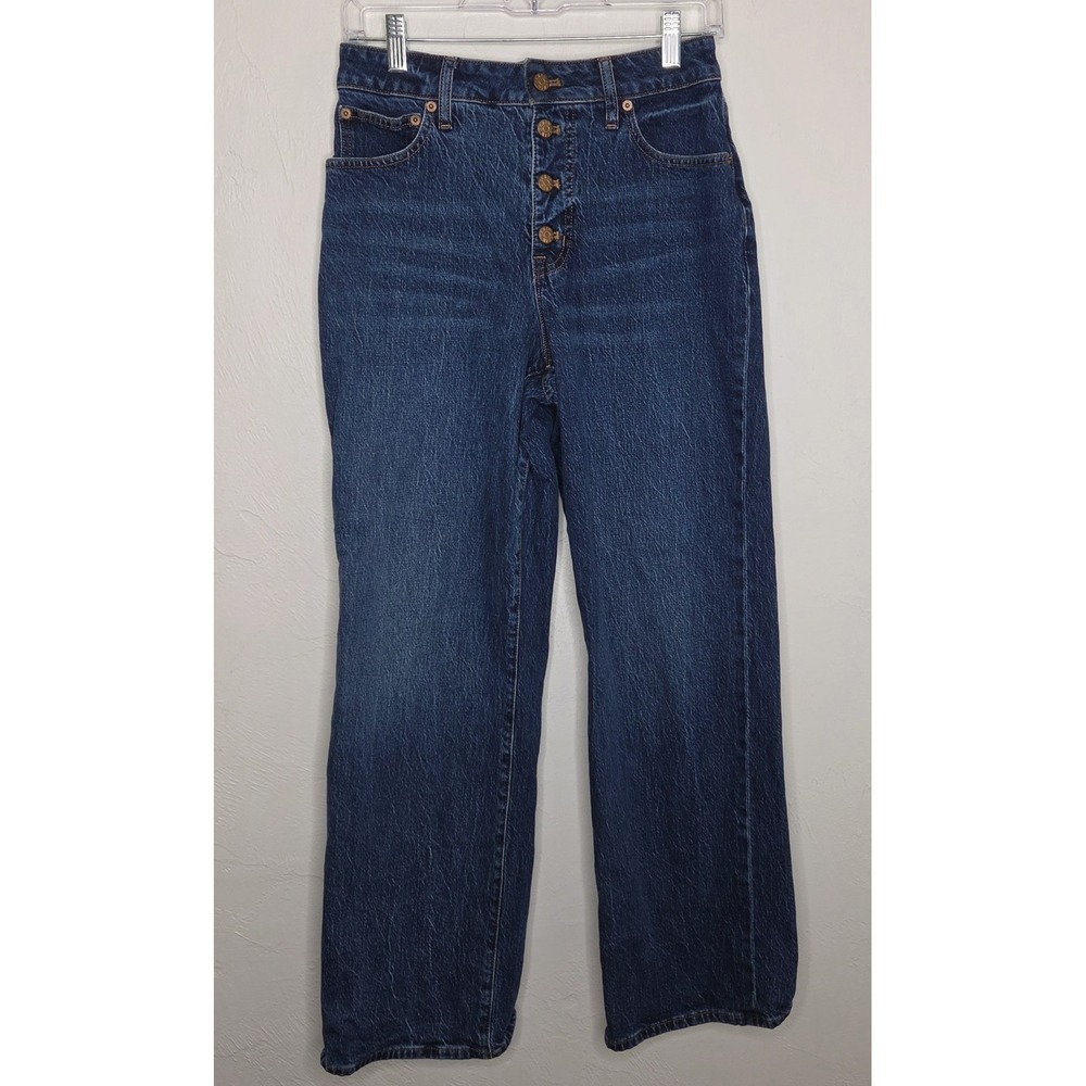 J. Crew Women's Size 27 Jeans Curvy Full Length Wide Leg Button Fly Inseam 29.5"